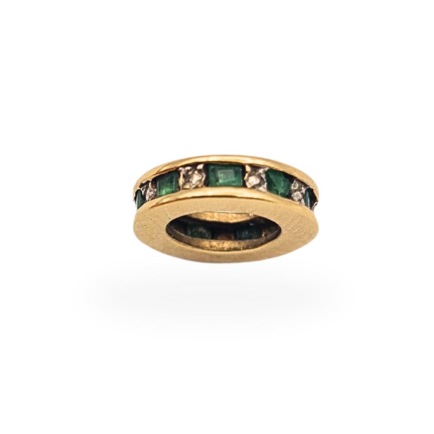 9ct Gold Emerald Spacer Charm Round Emerald Set Charm 10mm