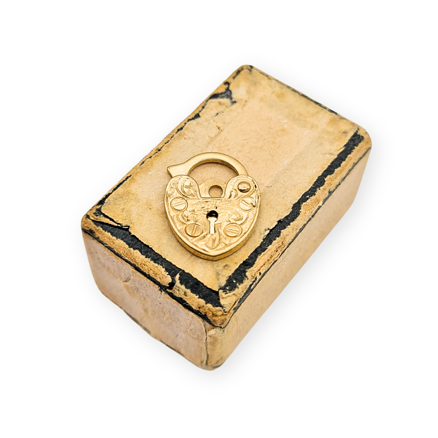 Clearance Item 9ct Gold Heart Padlock, London 1989, Hand Engraved