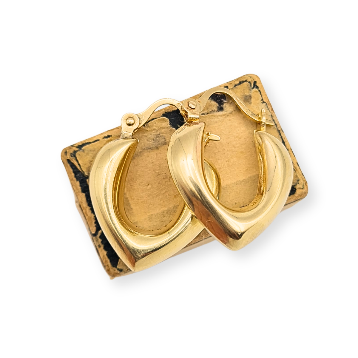 9ct Gold Puffy Heart Hoop Earrings, Hallmarked London 1997 23mm
