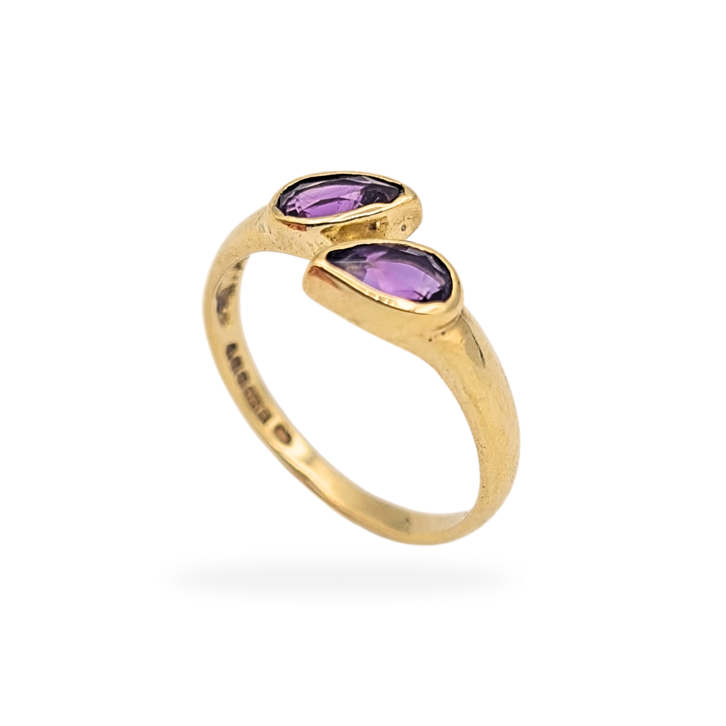 Tiny 9ct Gold Amethyst Twist Ring UK F US 3 Sheffield 1991