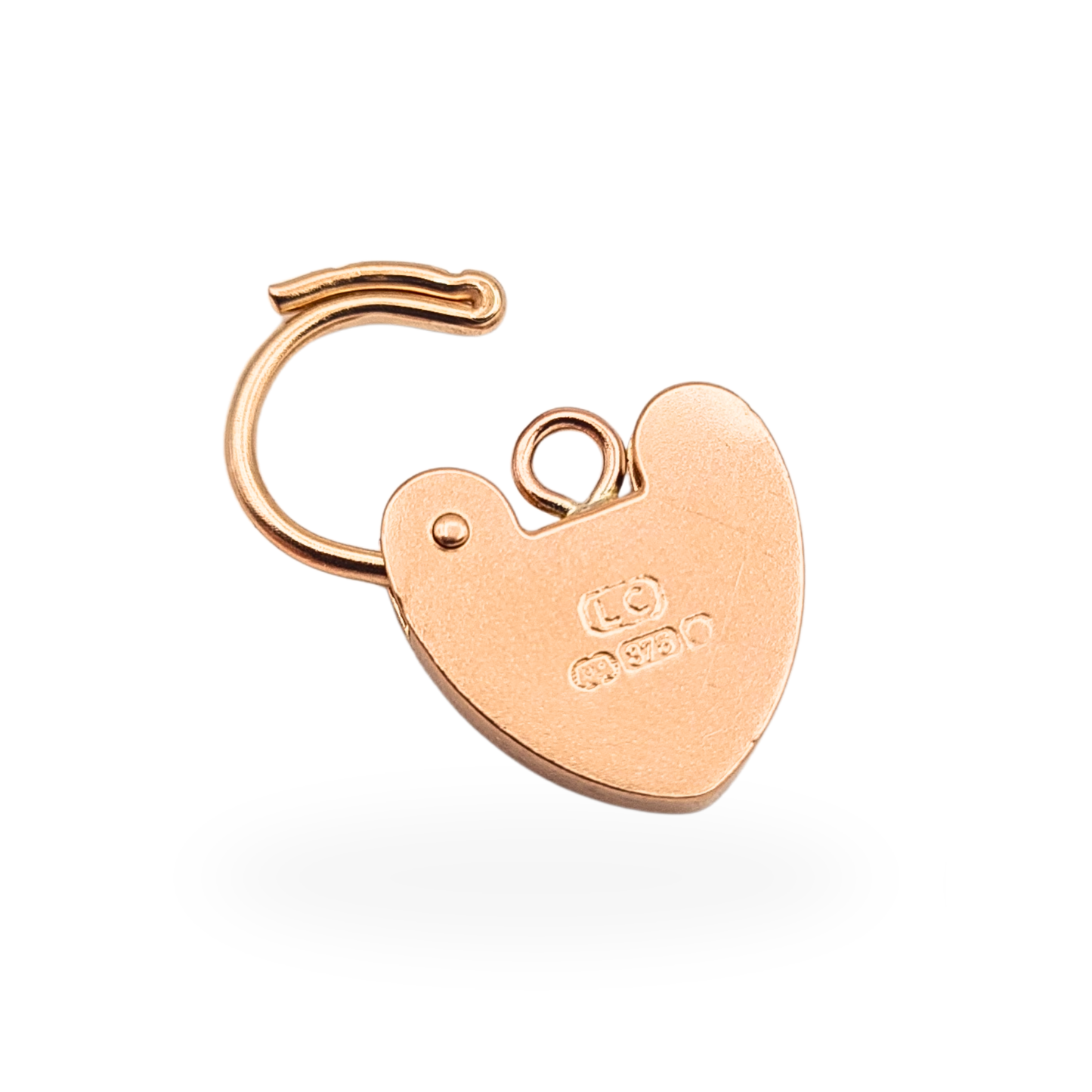 Tiny 9ct Rose Gold Heart Padlock 17mm Fully Hallmarked Engraved Leaf Clasp
