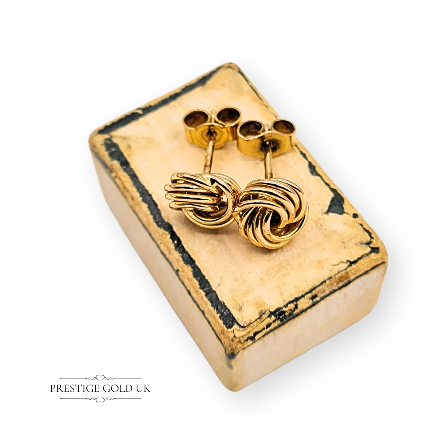 9ct Gold Knot Stud Earrings, Vintage Woolmark Knot Earrings With Butterfly Backs