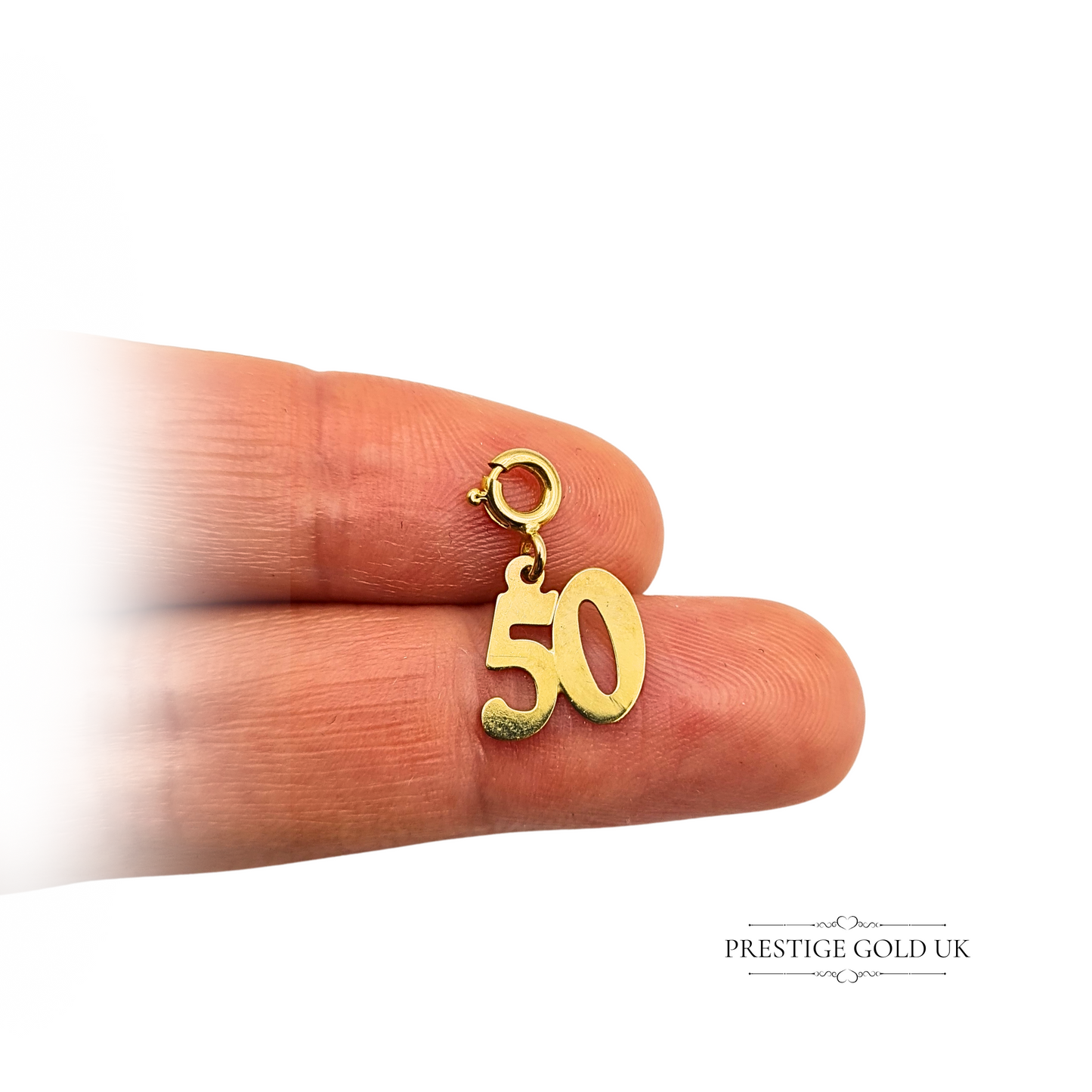 9ct Gold 50th Birthday Charm, Age 50 Milestone Birthday Present