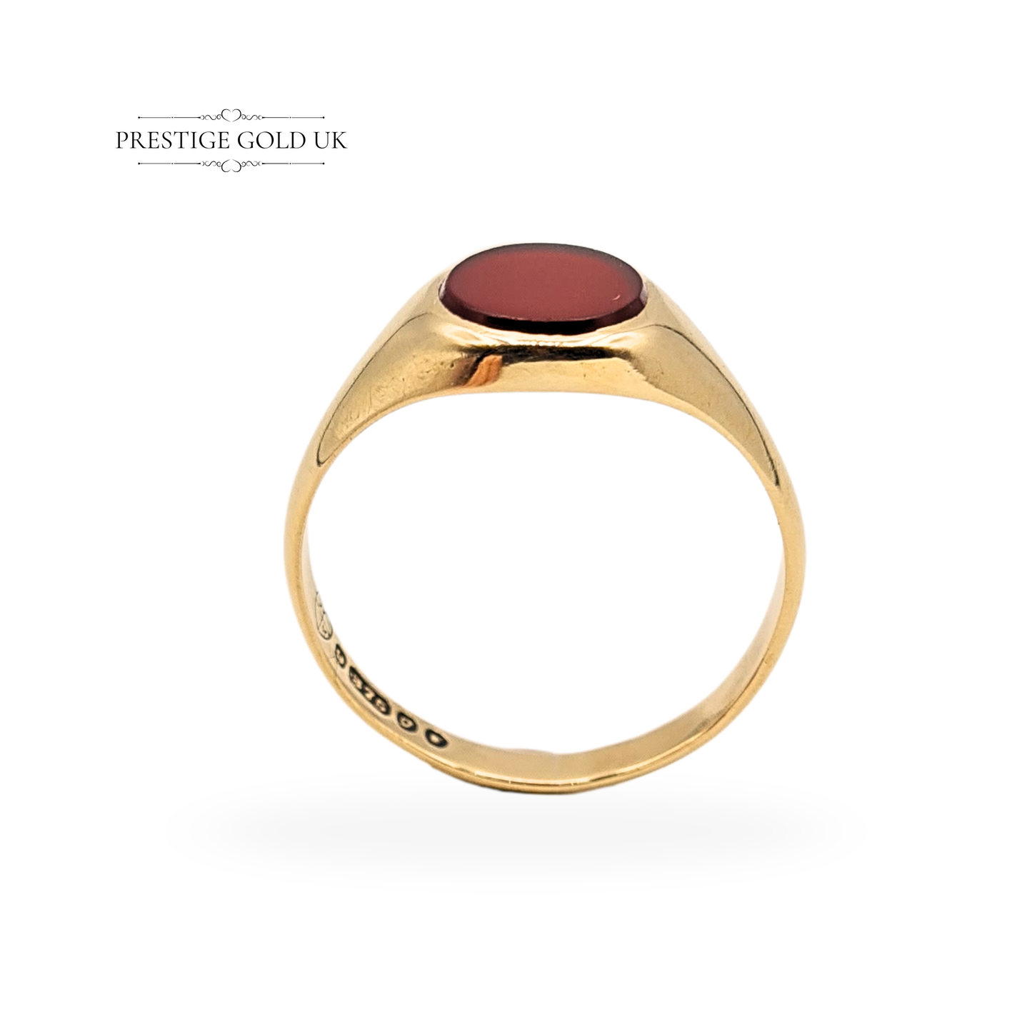9ct Gold Carnelian Signet Ring, London 1962, UK P 1/2 US 8.