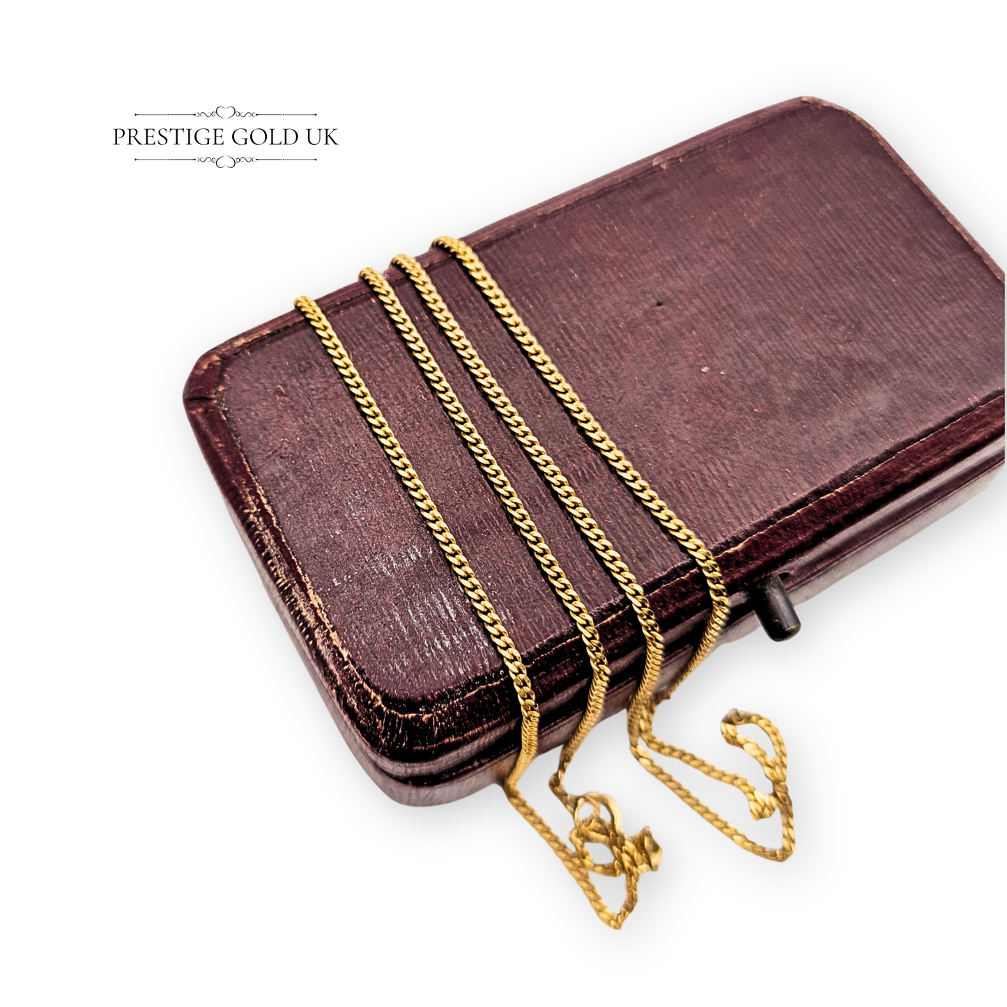 18 1/2 " Gold Curb Chain Necklace, Secure Spring Ring Clasp