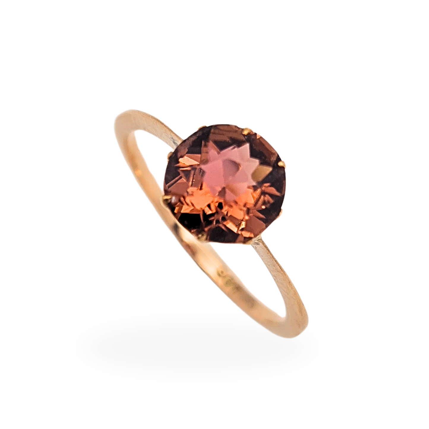 9ct Rose Gold Pink Garnet Ring, Size N 1/2 US 7