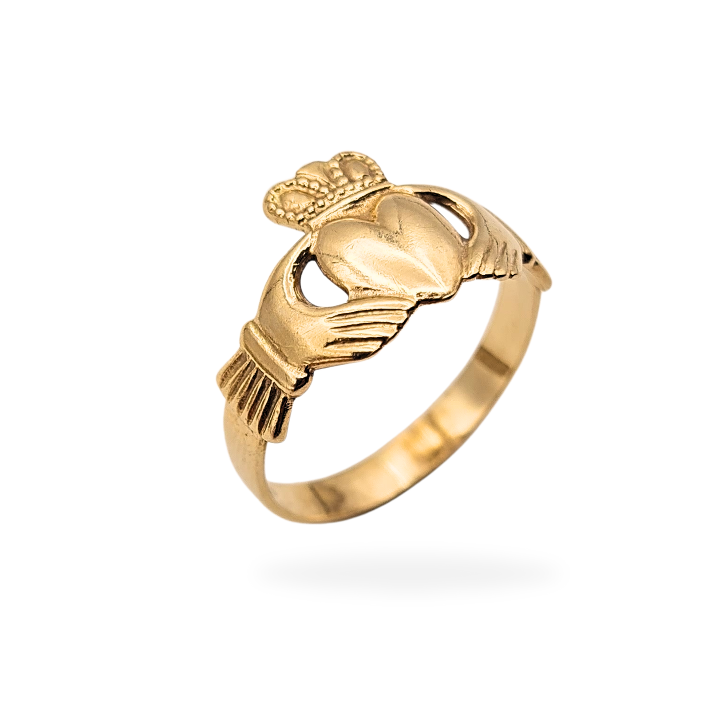 9ct Solid Gold Claddagh Ring, Fully Hallmarked, UK O US 7 1/4