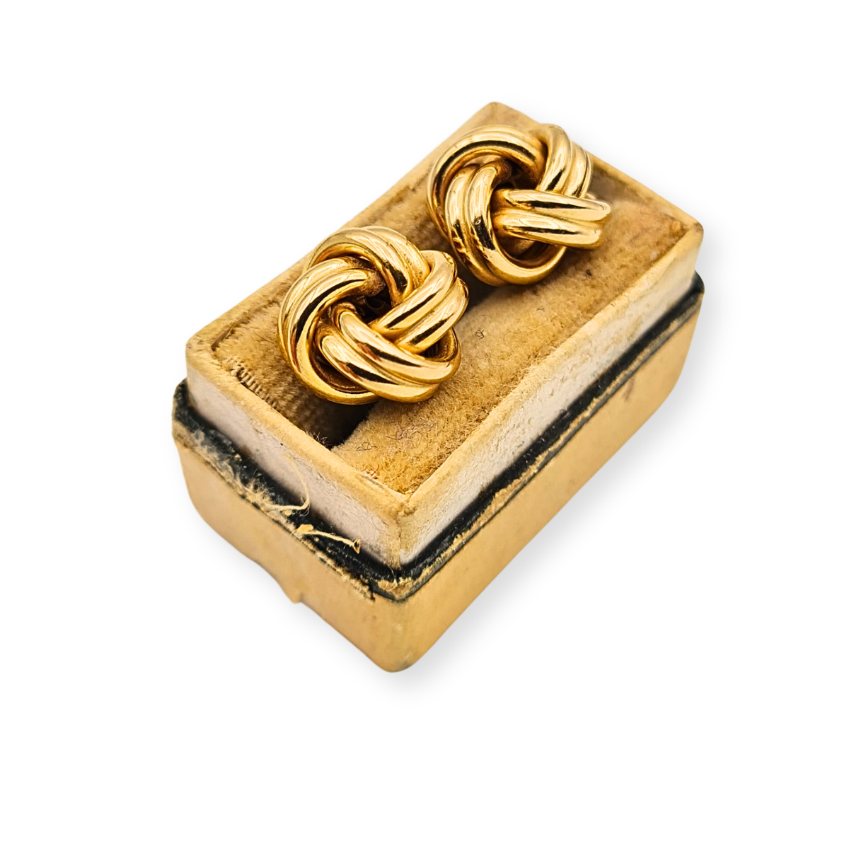 9ct Gold Twin Wire Knot Stud Earrings,  British Hallmarked Gold