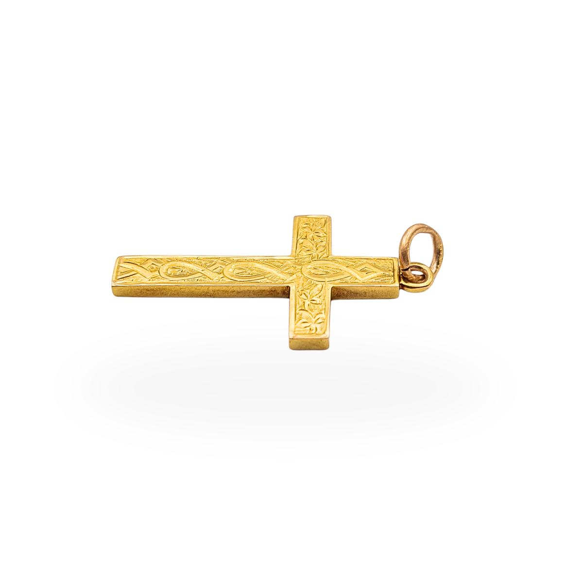 Antique 15ct Gold Hand Engraved Cross Pendant Birmingham 1900 Hallmarked