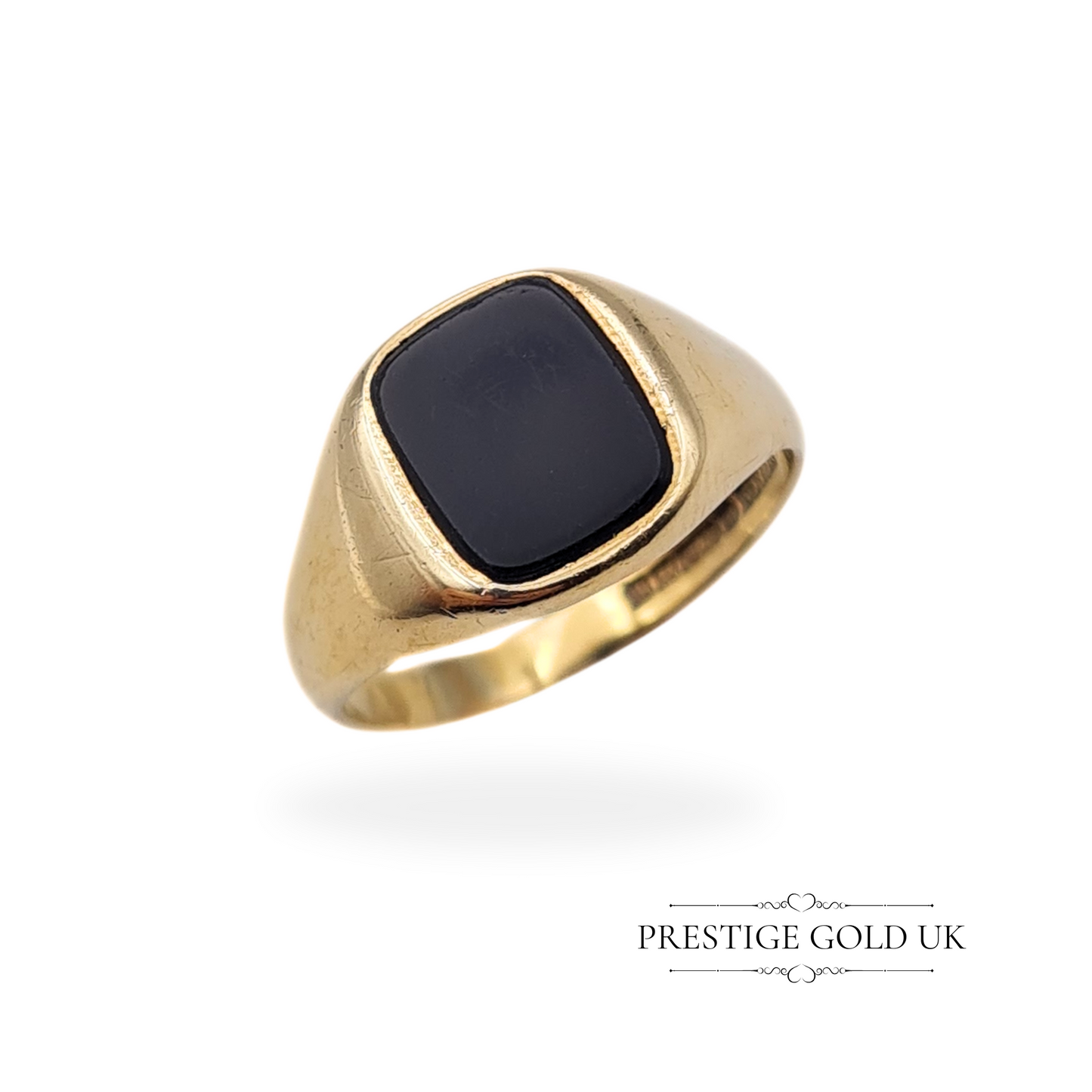 Vintage 9ct Gold Onyx Signet Ring, Fully Hallmarked Birmingham 1970, UK O US 7 1/4 Euro 55