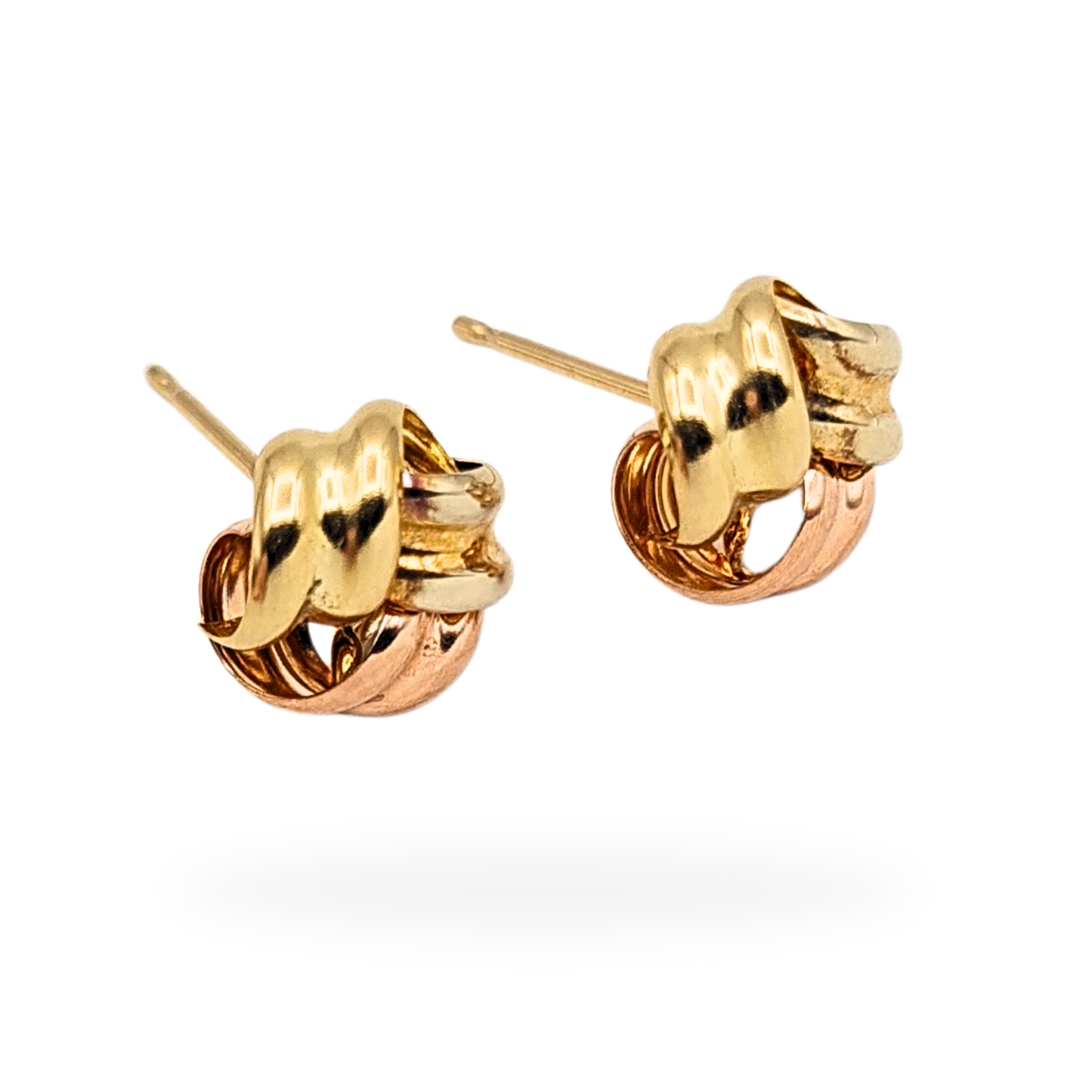 Small 9ct Tri-Colour Knot Stud Earrings With Butterfly Backs