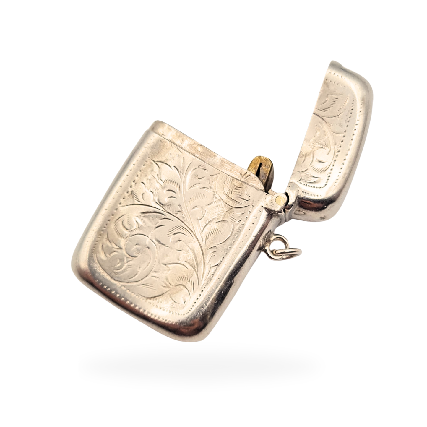 925 Silver Vesta Case, Hand Engraved, Birmingham 1907