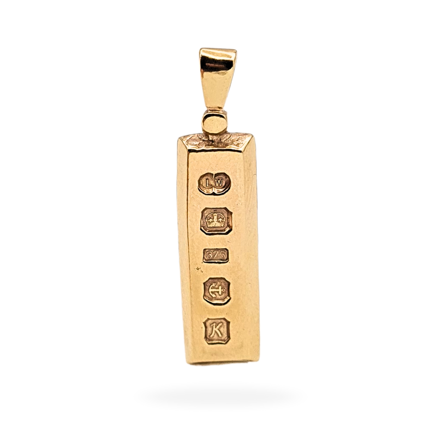 9ct Gold Ingot Pendant, 4.15g, Birmingham 1984, Fully Hallmarked