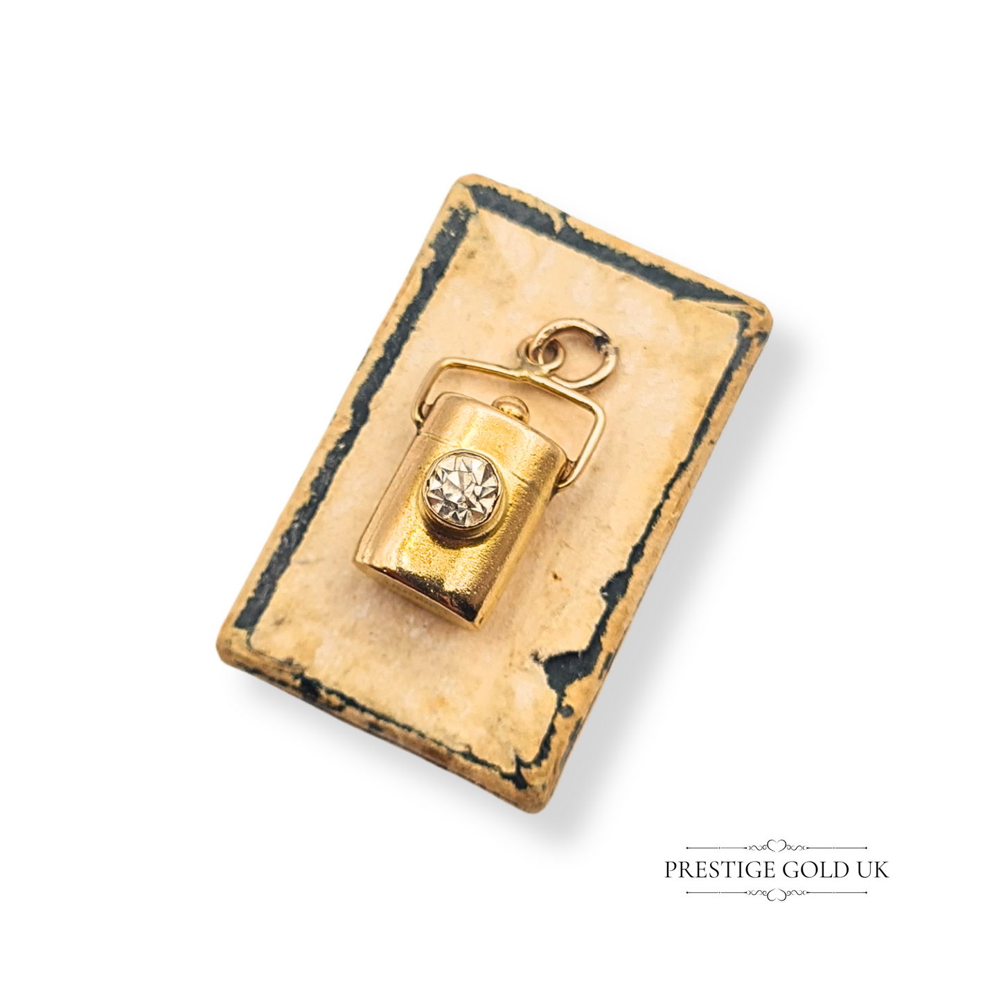 9ct Gold Style Miners Lamp Charm, Vintage Miners or Train Safety Lamp