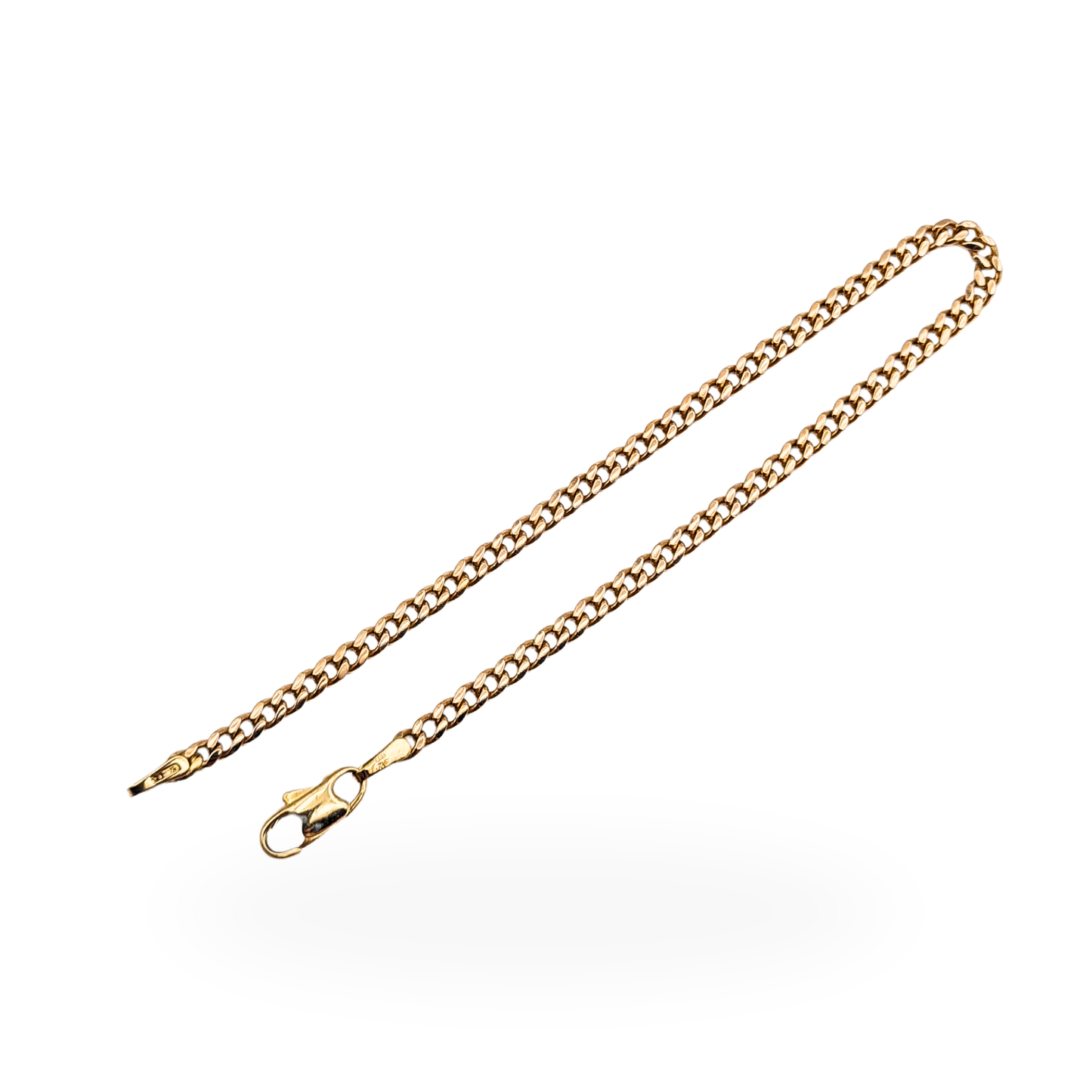 7" Quality  9ct Rose Gold Curb Bracelet, 18cm, Solid Chain