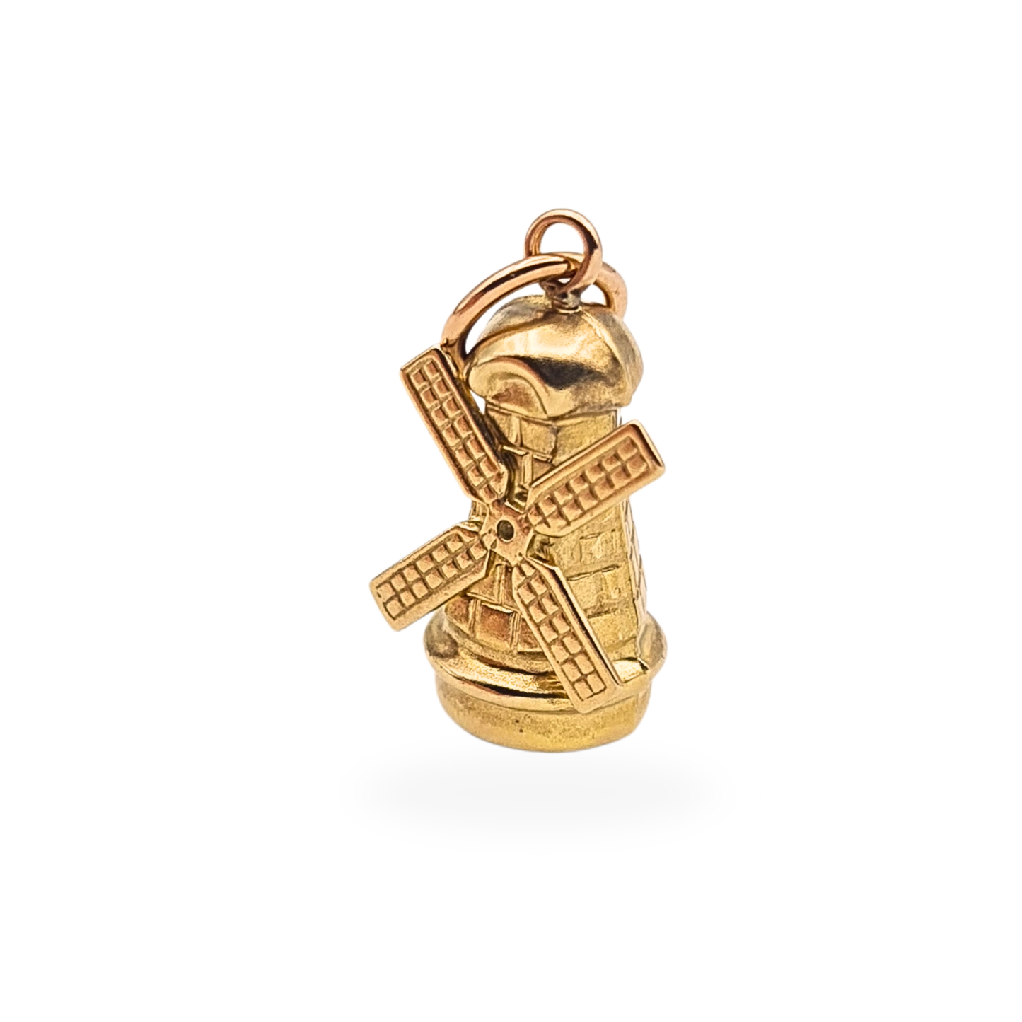 9ct Gold Windmill Charm Pendant Moving Sails Hollow Gold Charm