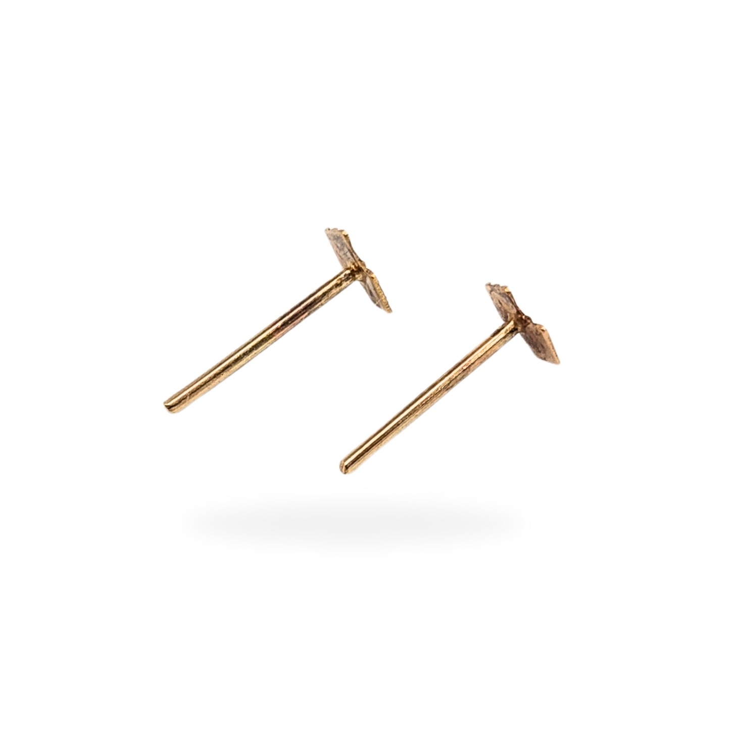 9ct Gold Brutalist Stud Earrings, 4mm, Small Earrings