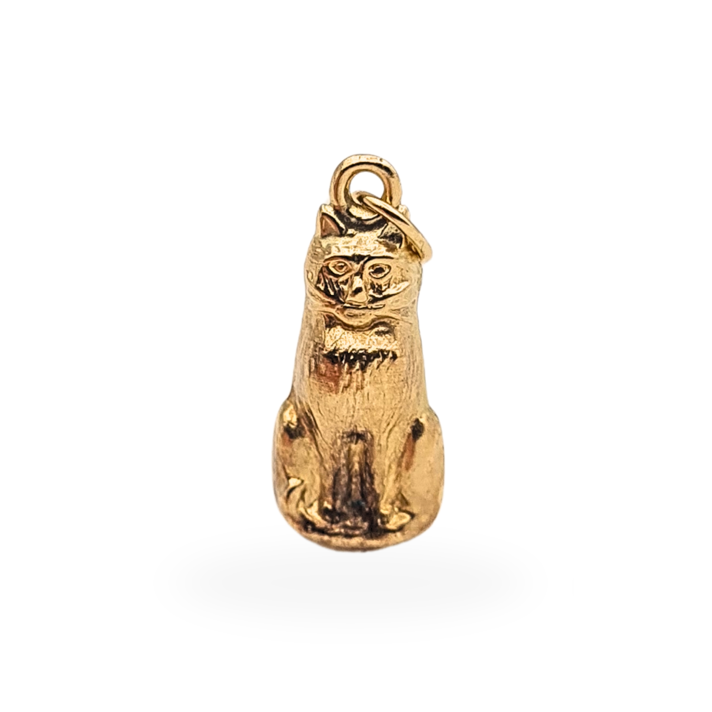 9ct Gold Cat Charm Vintage 1981 Hallmarked Small Sitting Cat Pendant