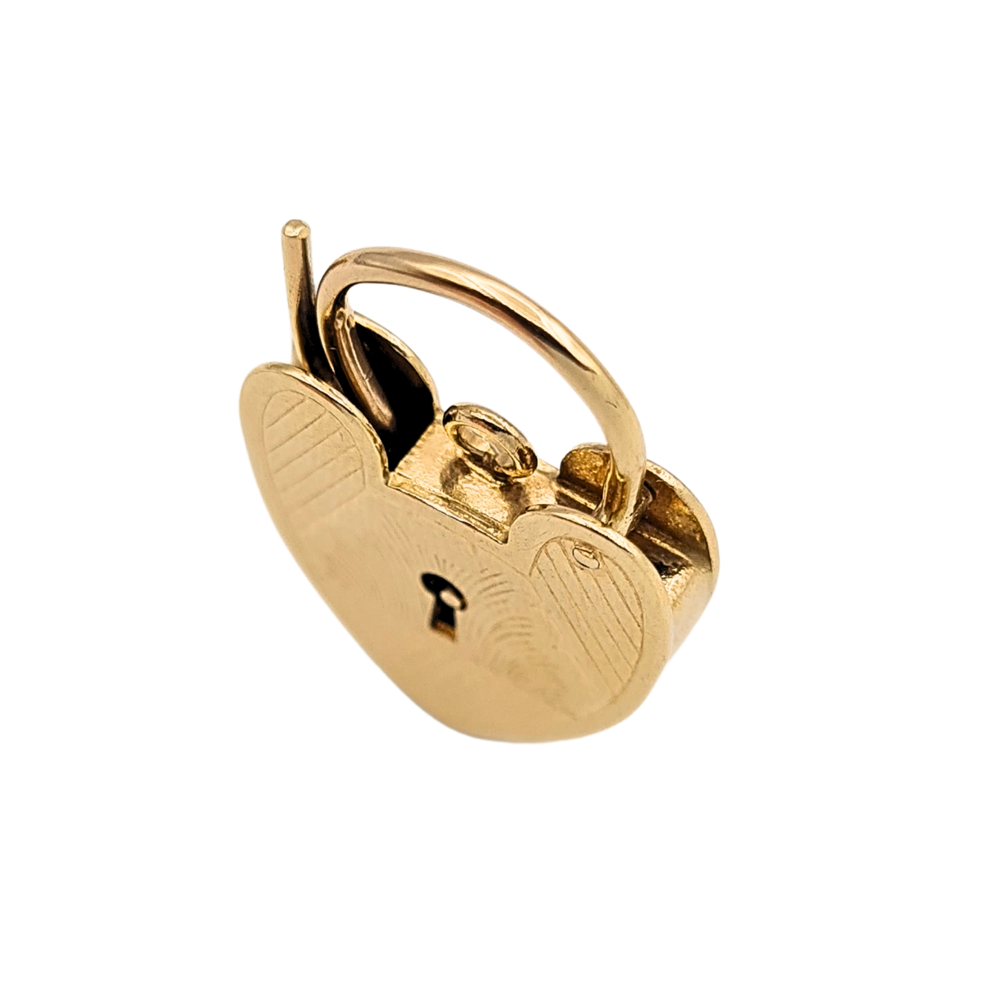 Very Large 9ct Gold Heart Padlock Pendant, 1969, Engraved Charm