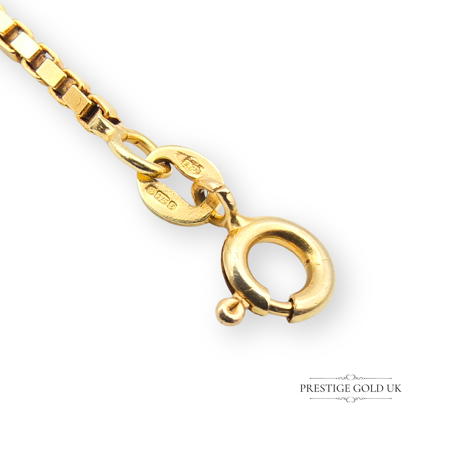 Short 9ct Gold Box Chain Necklace, Chunky Wide Link 15" Long Choker Chain