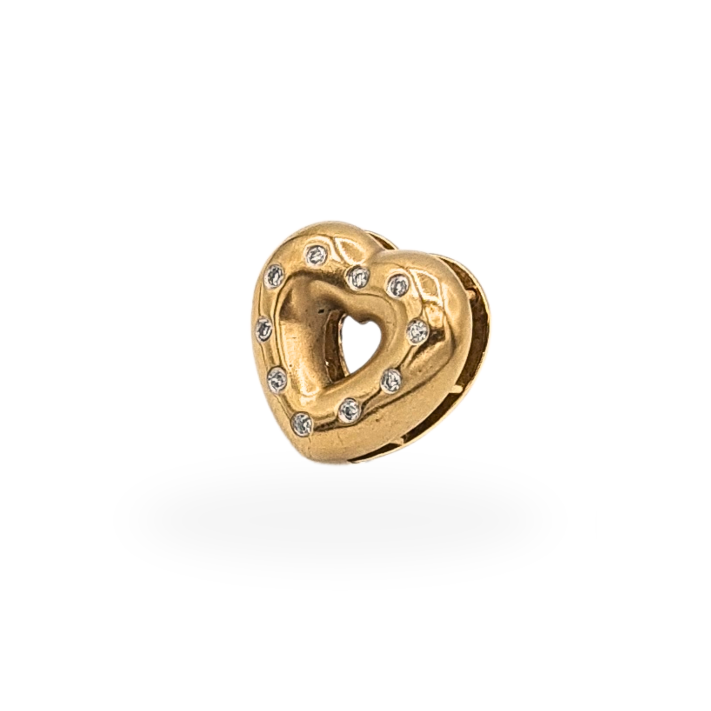 Amazing Gold & Diamond Heart Pendant, Chunky Doughnut Open Hear Pendant