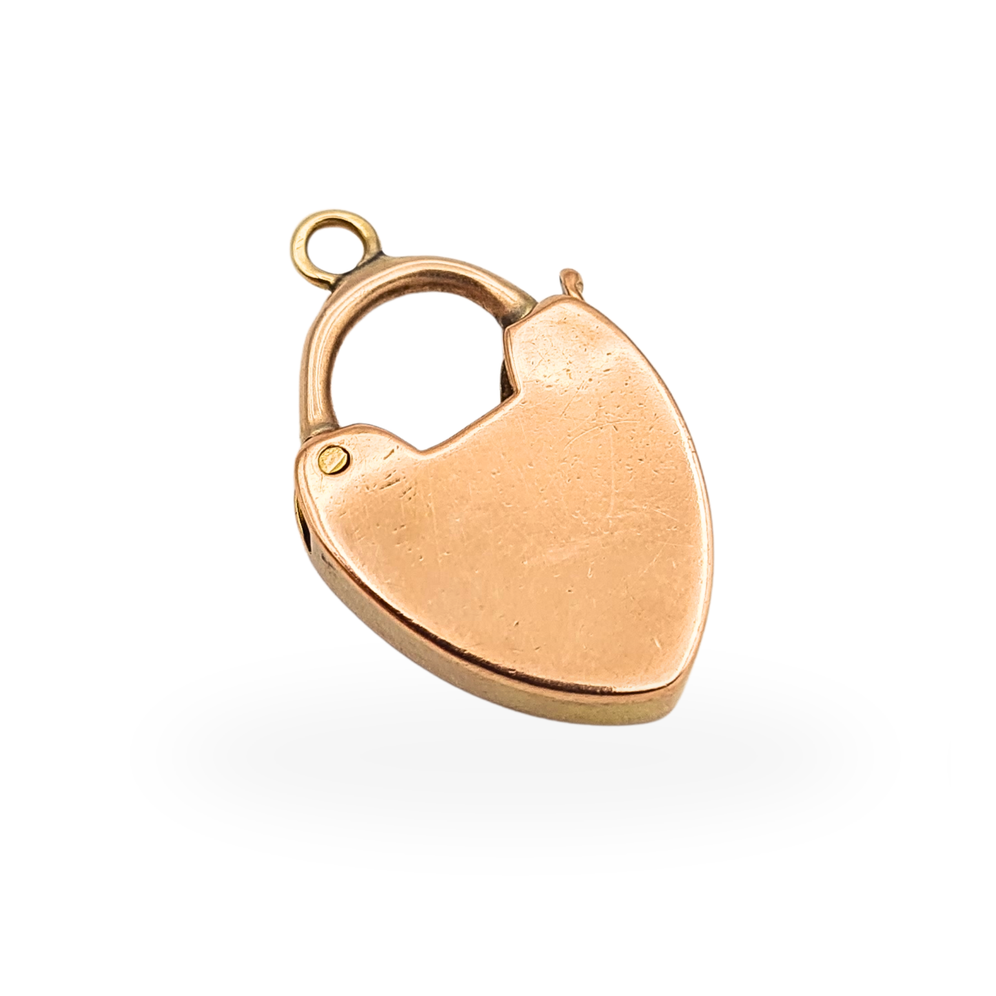 Antique 9ct Rose Gold Heart Padlock Gate Bracelet Clasp Engraved