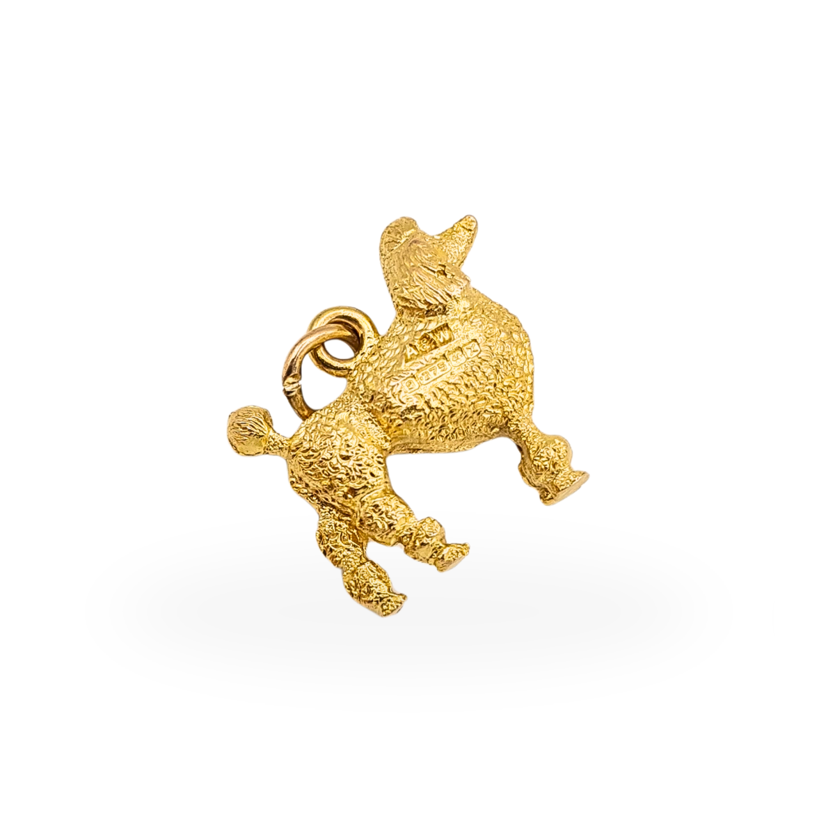 9ct Gold Poodle Dog Charm Solid Yellow Gold Standing Poodle Birmingham 1972