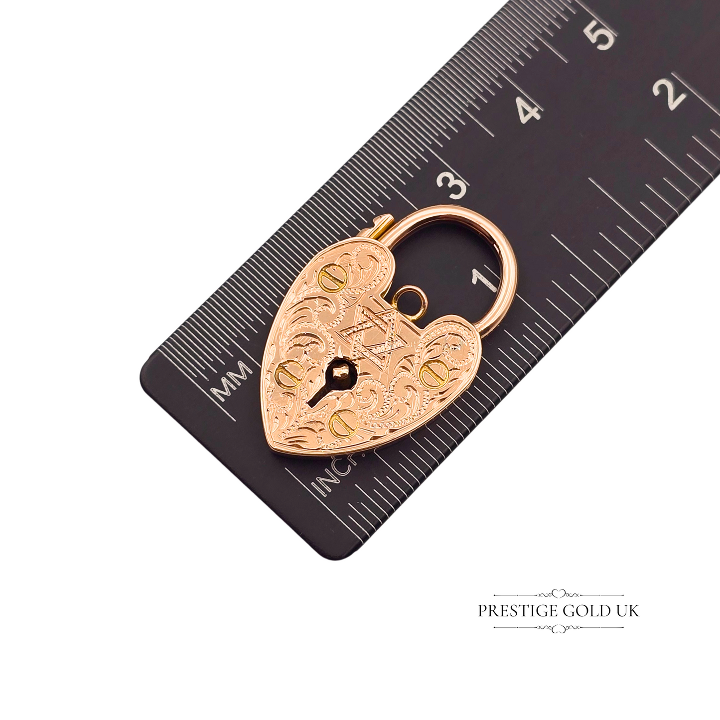 Star of David 9ct Rose Gold Heart Padlock Charm, Bespoke Gift