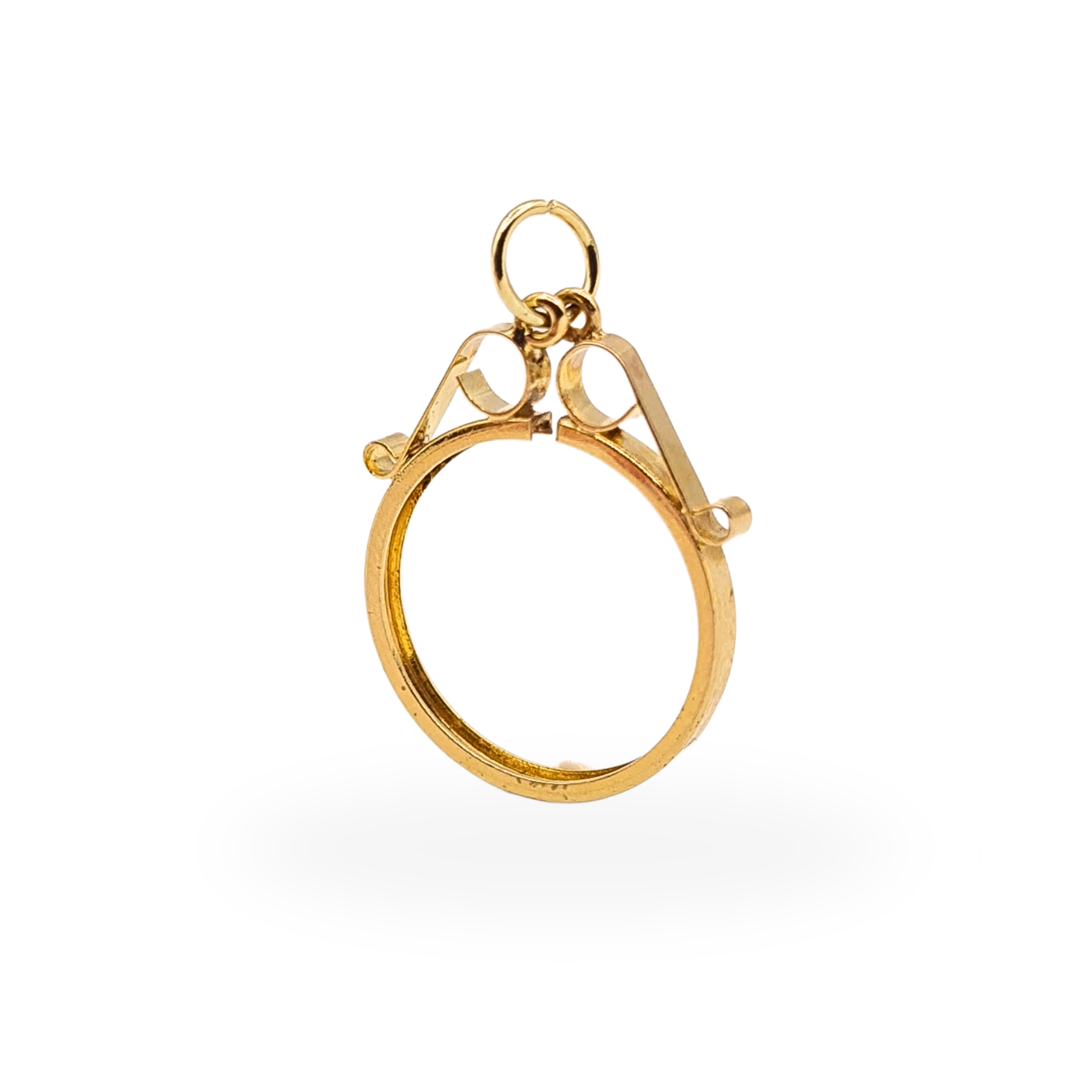 Small 9ct gold South African 1/10 Krugerrand coin holder pendant mount, fully tested, 22mm by 18mm.