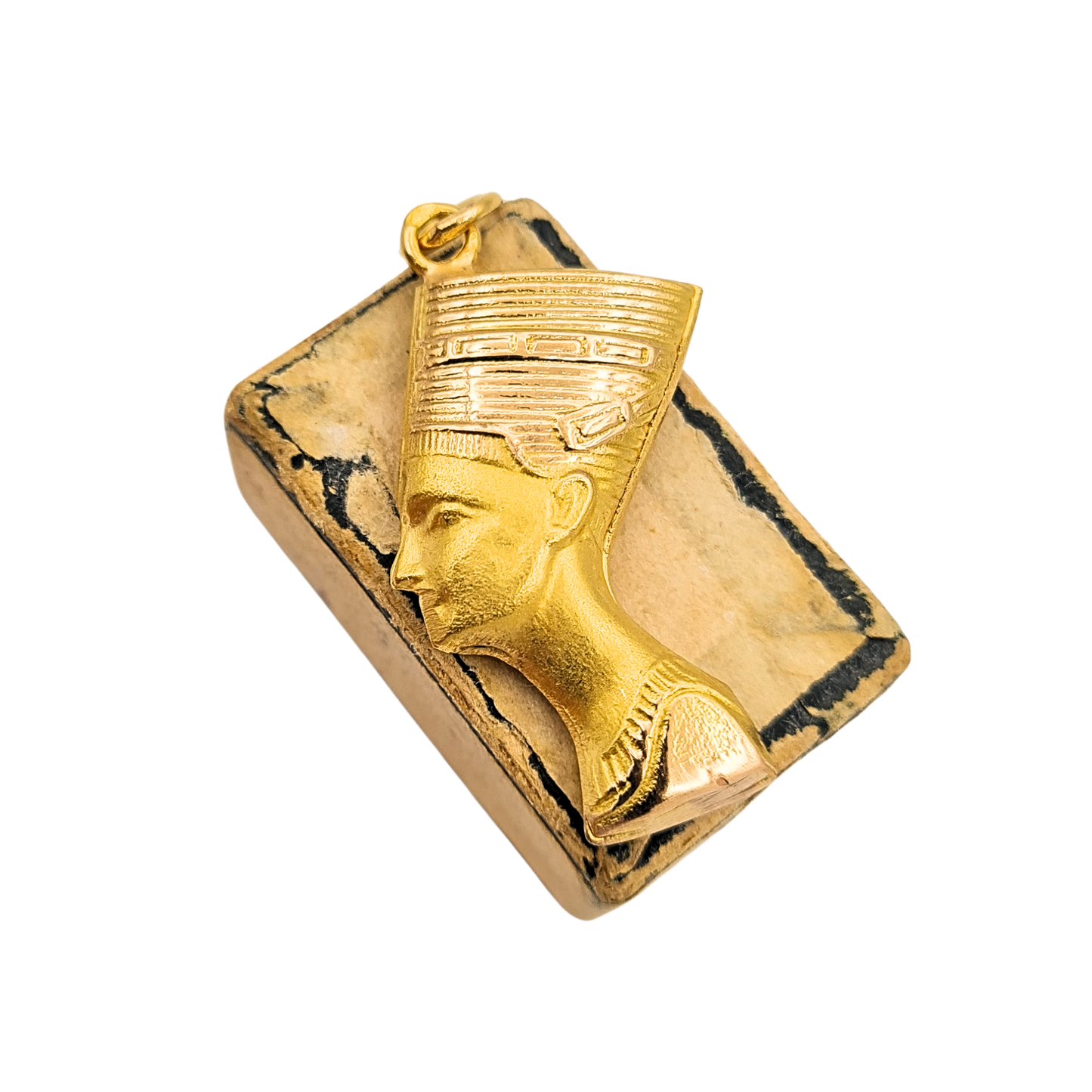 18ct Gold Nefertiti Head Pendant, Egyptian Pharaoh Bust