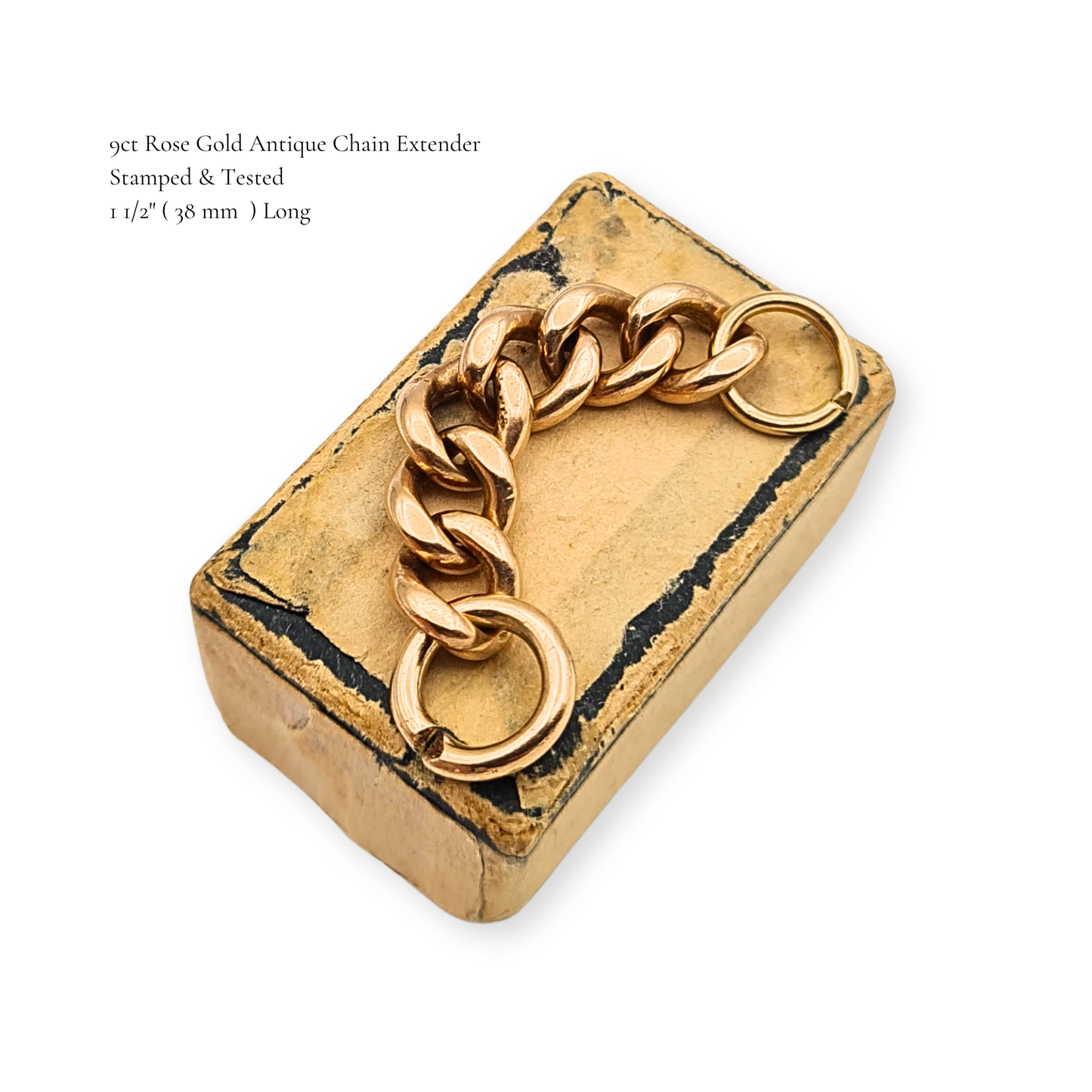 9ct Rose Gold Solid Curb Chain Extender Dropper 38mm