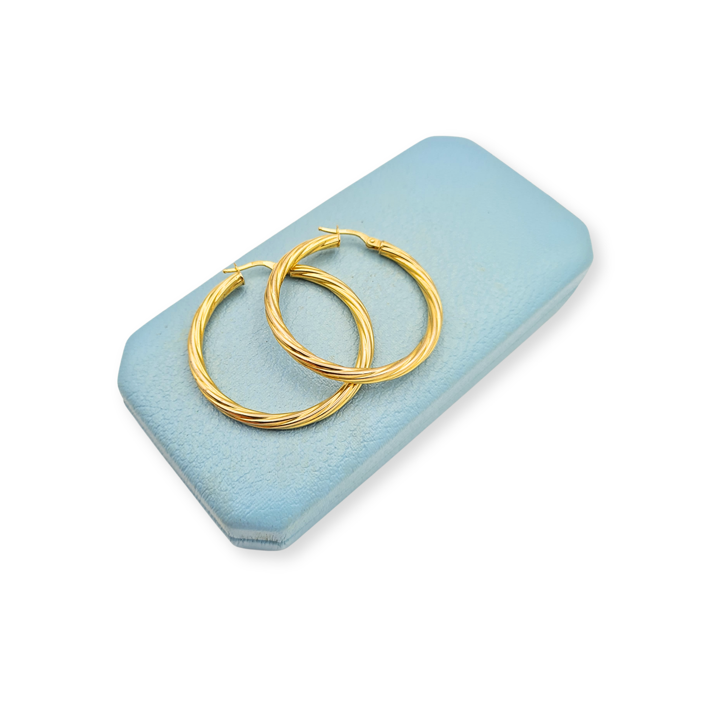 Huge 9ct Gold Twist Hoop Earrings 36mm Fully British Hallmarked