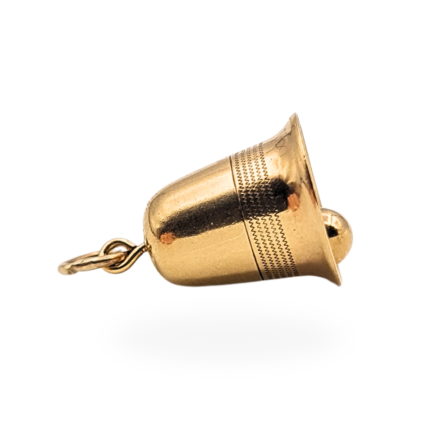 9ct Gold Ringing Bell Charm, Moving Clapper, Fully Hallmarked