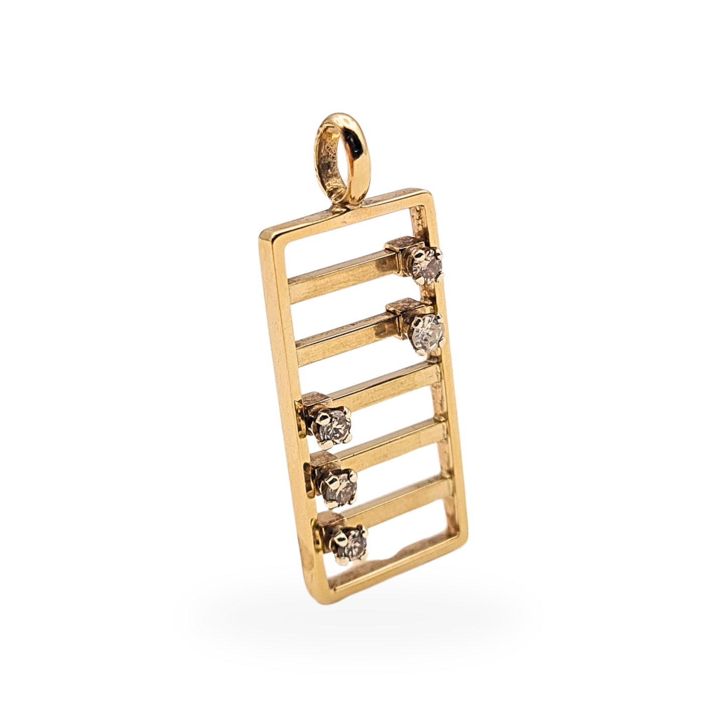 Solid 9k Gold Diamond Set Abacus Pendant Vintage Moving Stones Charm