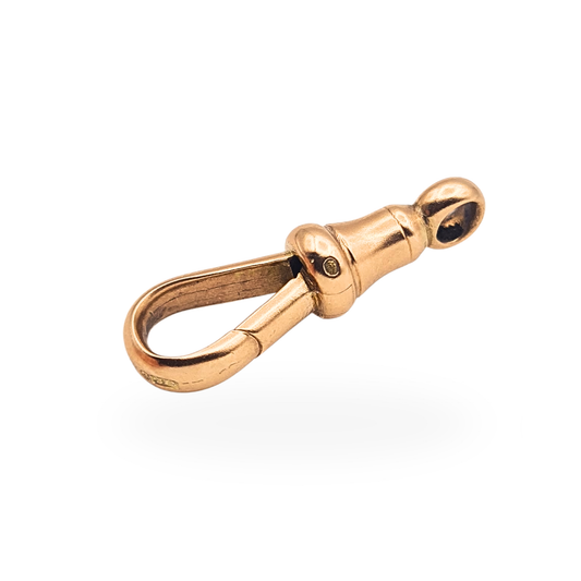 Large antique 9ct rose gold Albert chain dog clip with secure spring closure
