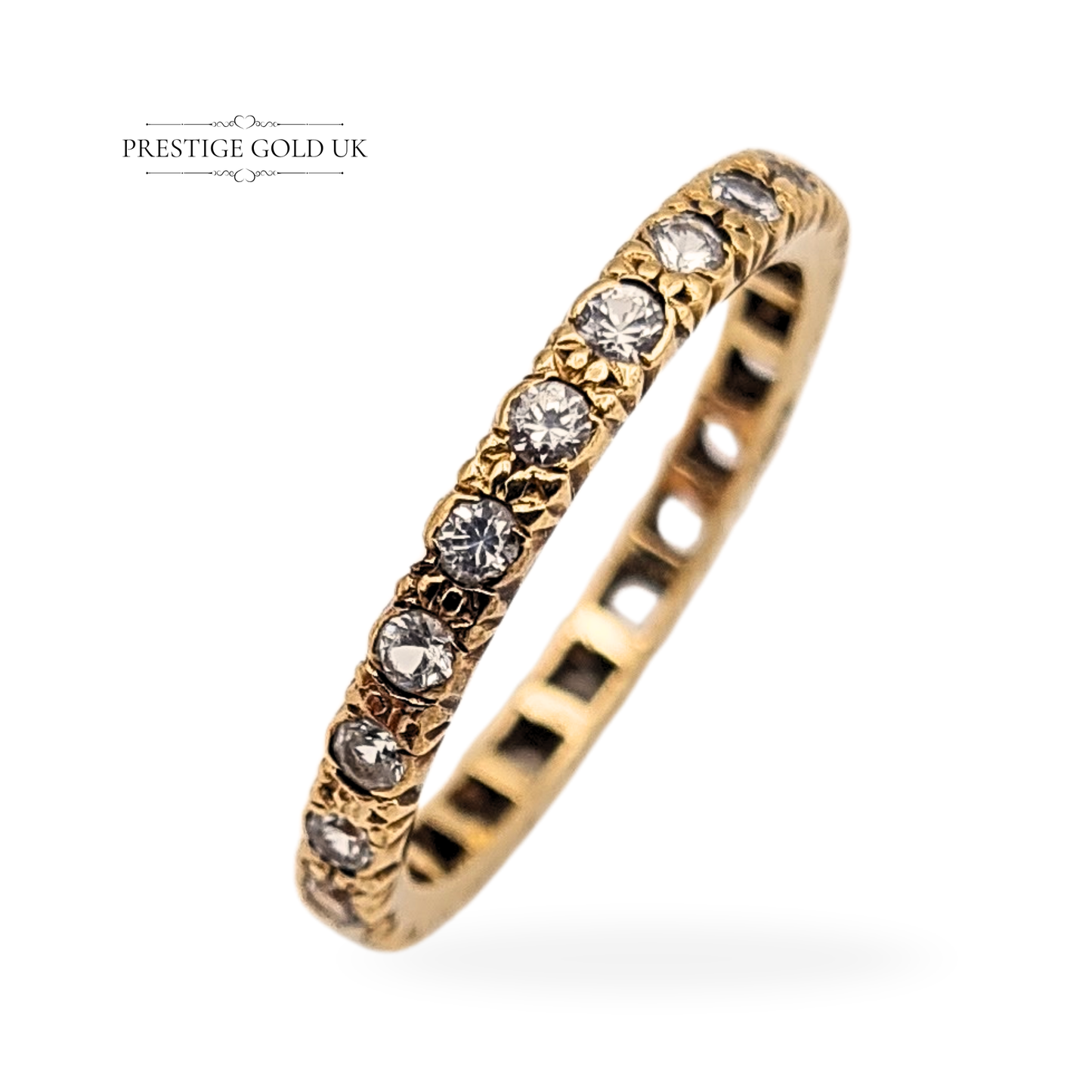 9ct Gold Spinel Eternity Ring, UK O, US 7 Vintage Stacking Ring