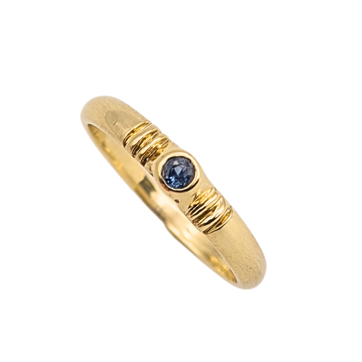 9ct Gold Sapphire Ring Bezel Set Blue Stone UK L US 6 Small Pinky Ring