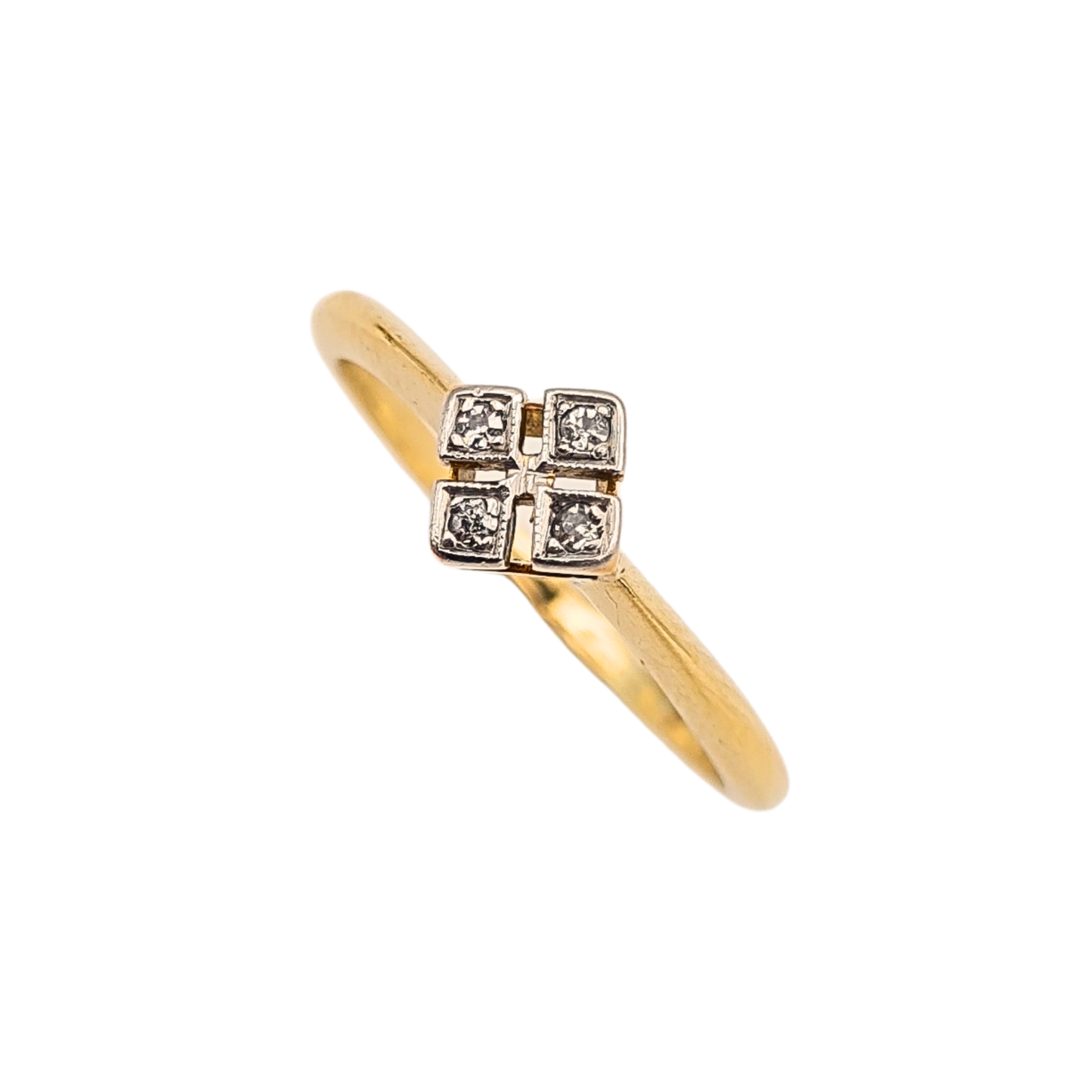 Quality 18ct Gold 4 Stone Diamond Ring Art Deco Style UK N½ US 7