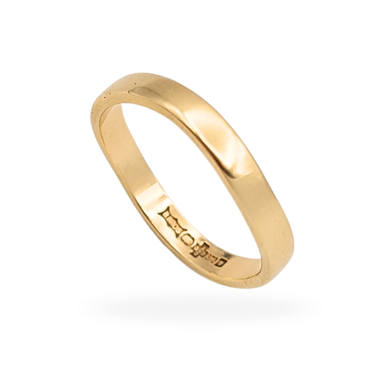 9ct Unusual Gold Curved Wedding Ring Year 2000 Size UK N 1/2   US 6 3/4