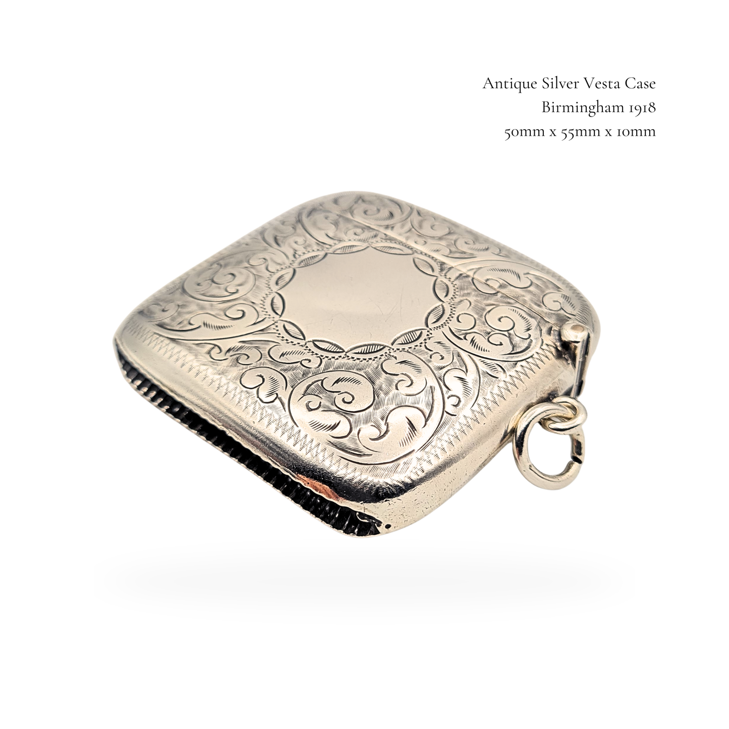 Antique Silver Vesta Case Birmingham 1918 J.C Ltd Match Holder