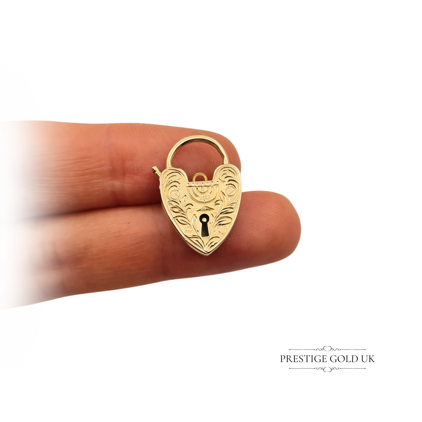 9ct Gold Heart Padlock Menorah Engraved Hallmarked London 1966 Georg Jensen