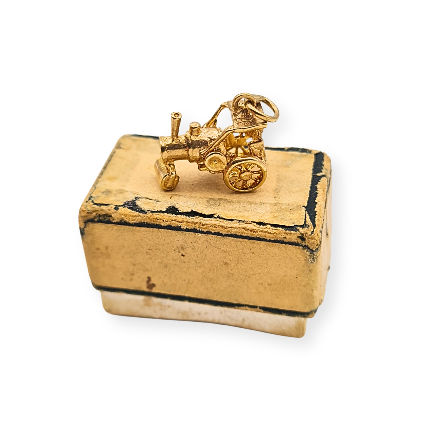 Vintage 9ct Gold Steam Road Roller, Charm Pendant, Fully Hallmarked