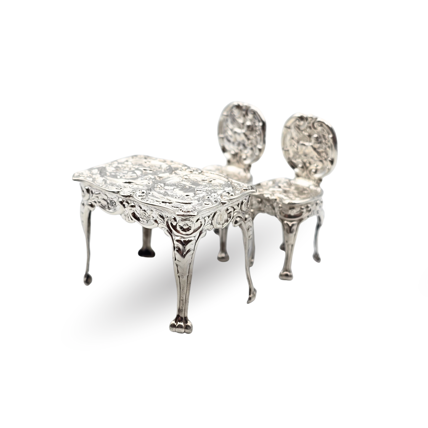 Solid Silver Dolls House Furniture, Rococo Cherubs, Birmingham 1959