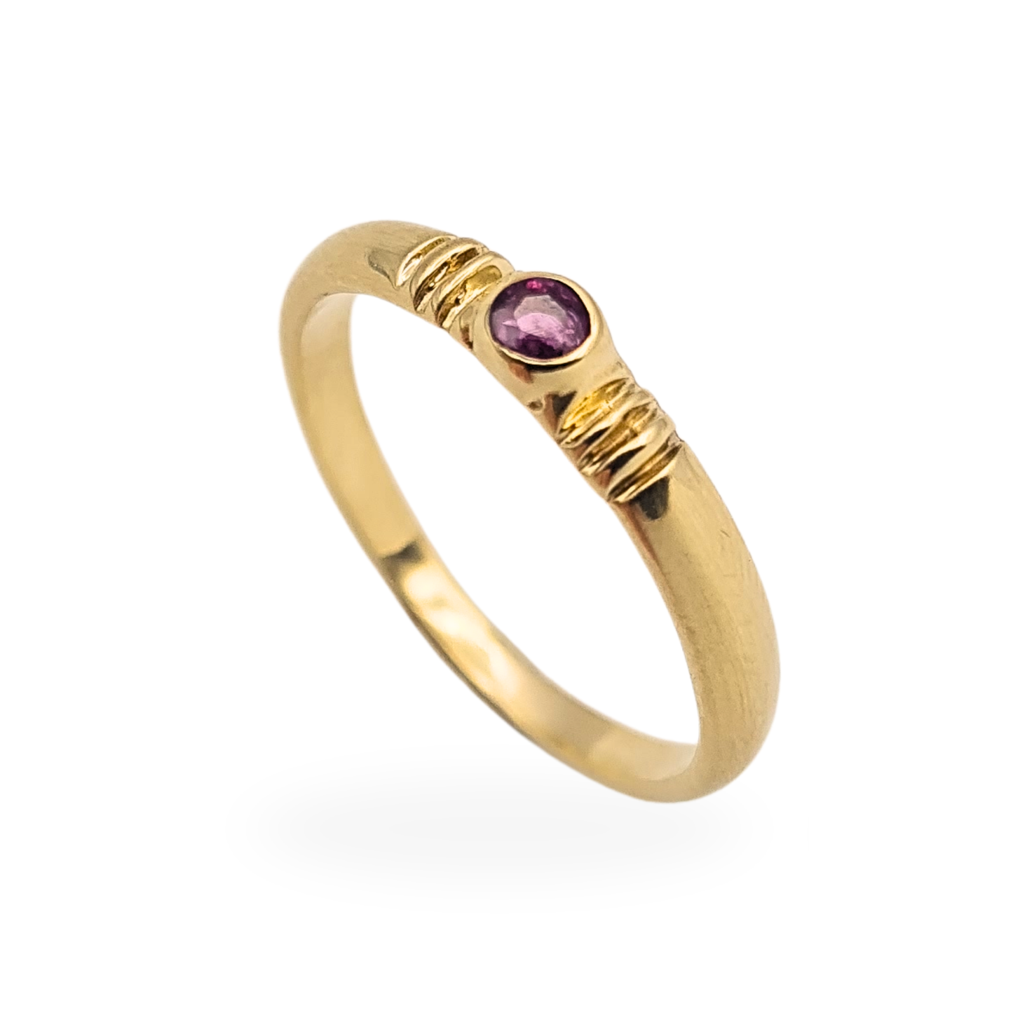 RESERVED 9ct Gold Ruby Ring Bezel Set UK L