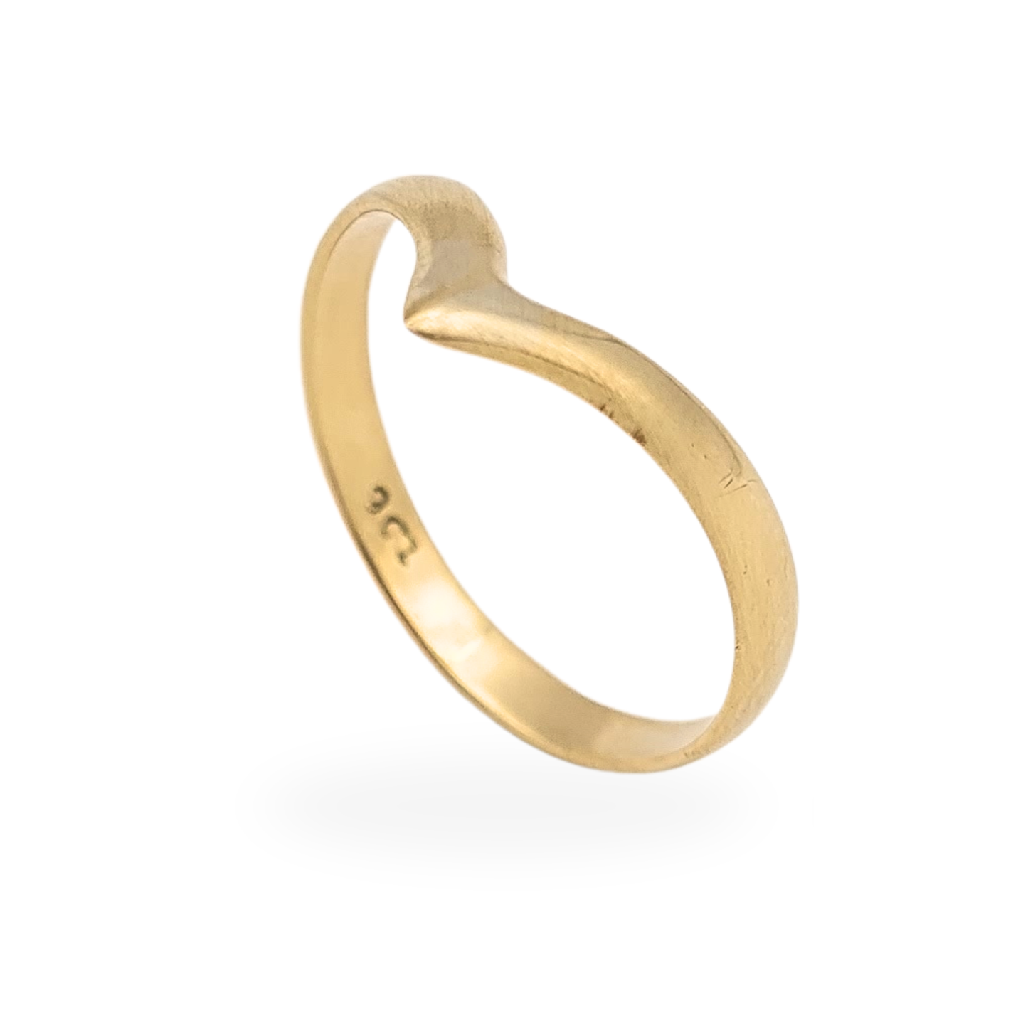 9ct Gold Wishbone Ring, UK N, Simple V Band, Stamped 9ct