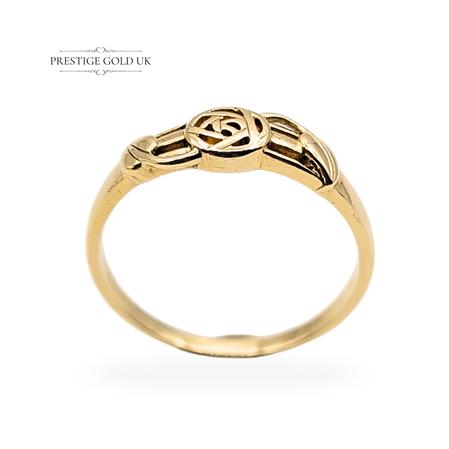 9ct Gold Rennie Mackintosh Ring, Art Nouveau Leaf, UK P / US 7.5