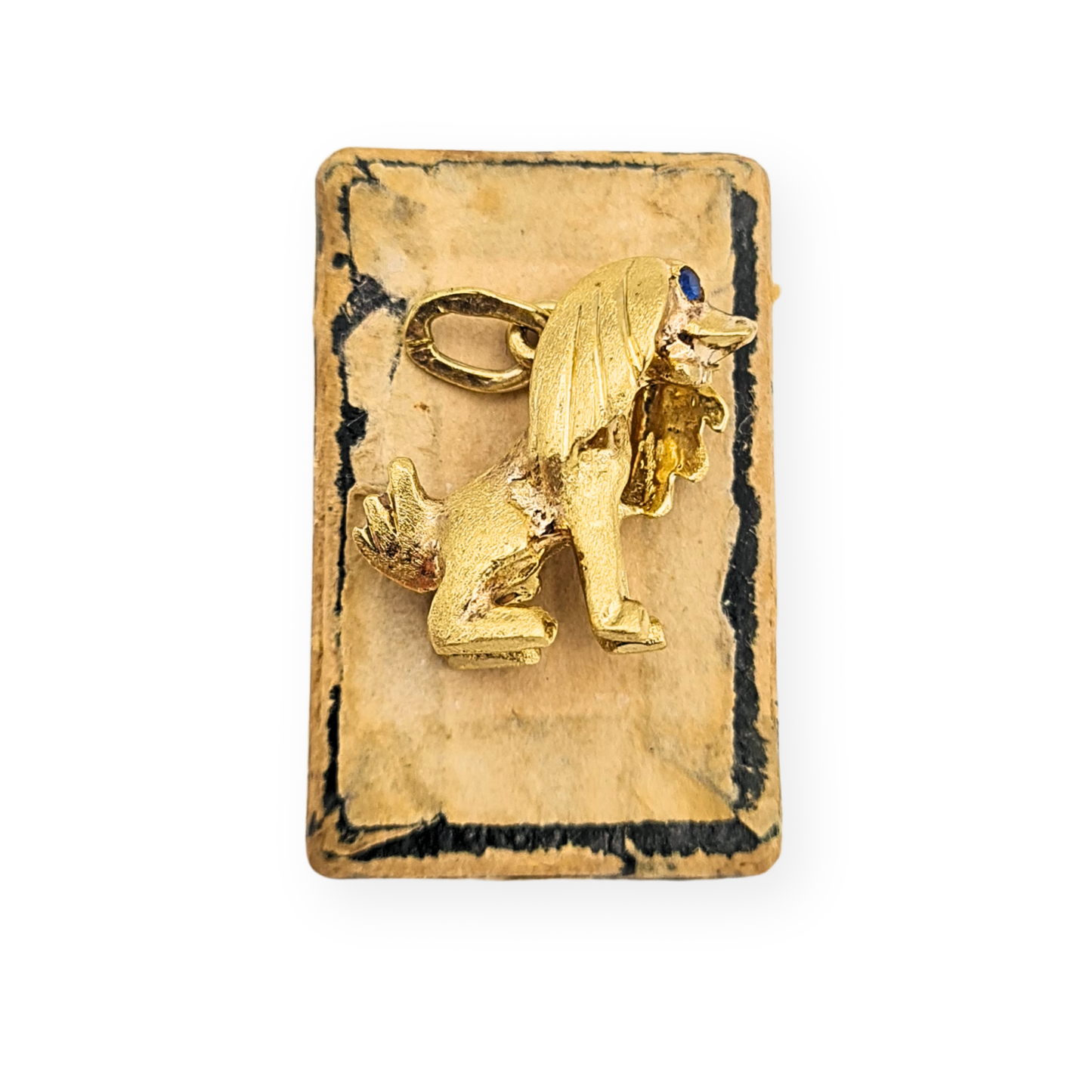 14ct Gold Solid Spaniel Style Dog Charm With Blue Eyes