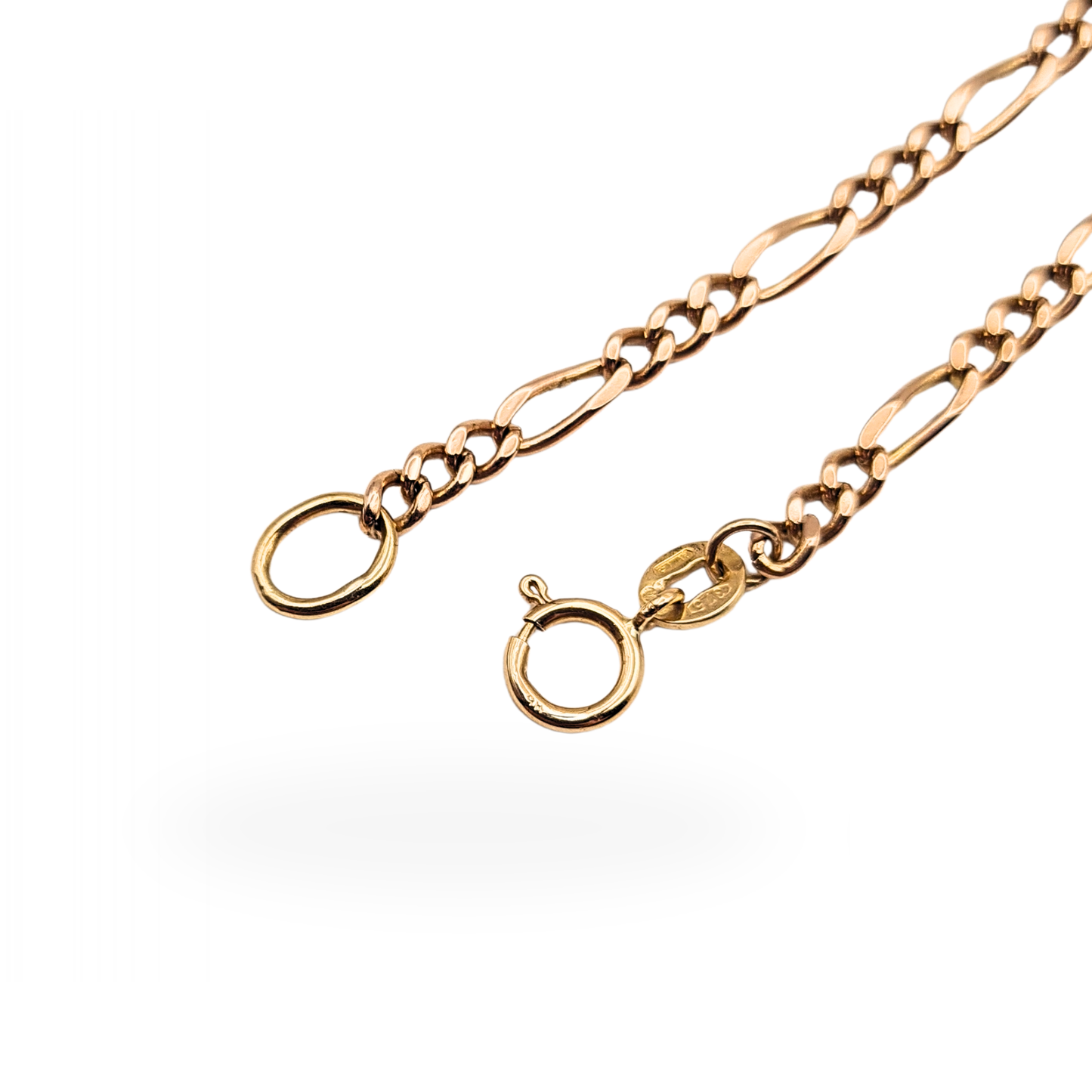 6 3/4 Rose Gold Figaro Bracelet,  18cm, Fully Hallmarked