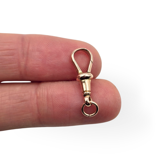 Antique 9ct Rose Gold Dog Clip Clasp 21mm Albert Chain Fob Spring Clip