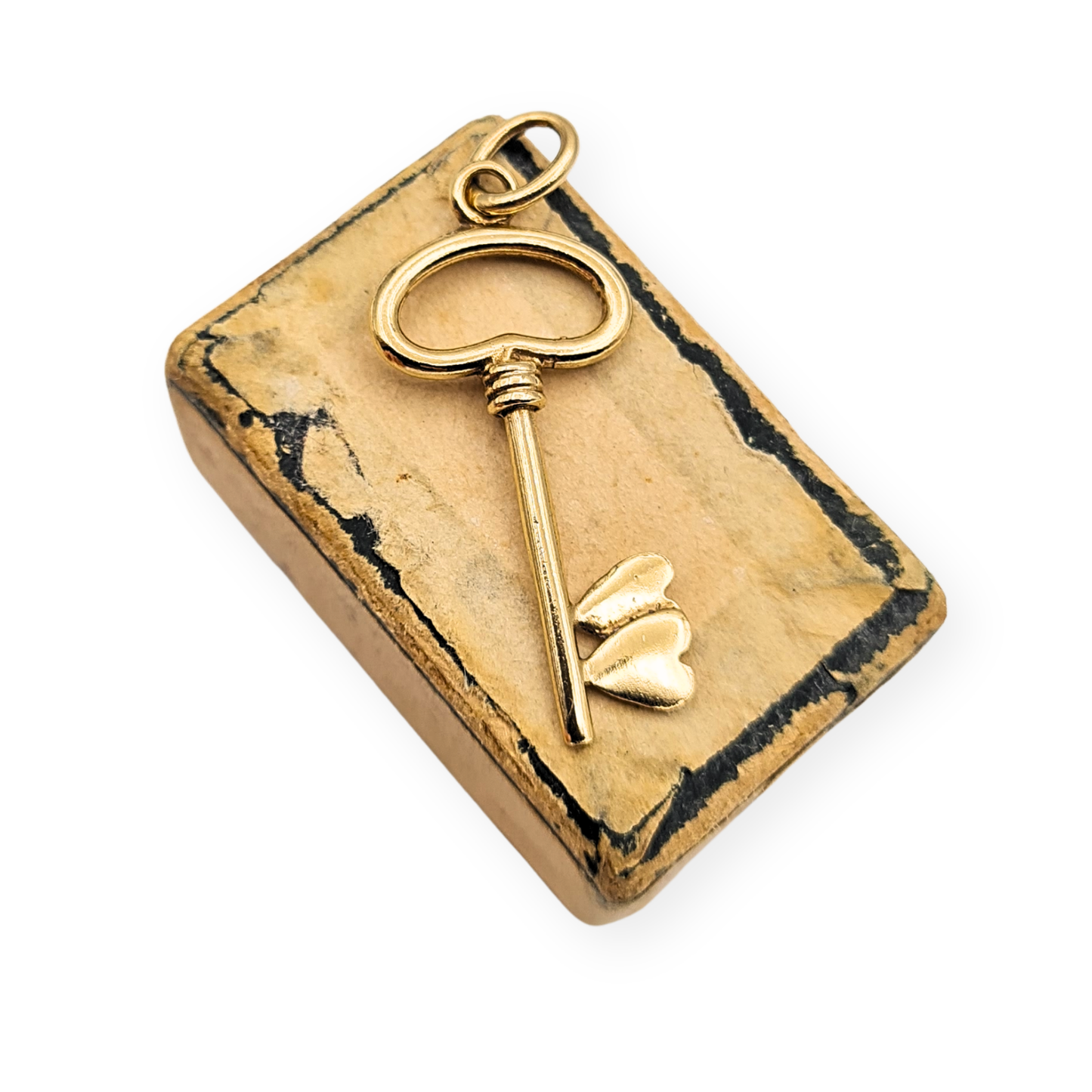 Large 9ct Gold Heart Key Charm 25mm Fully Hallmarked